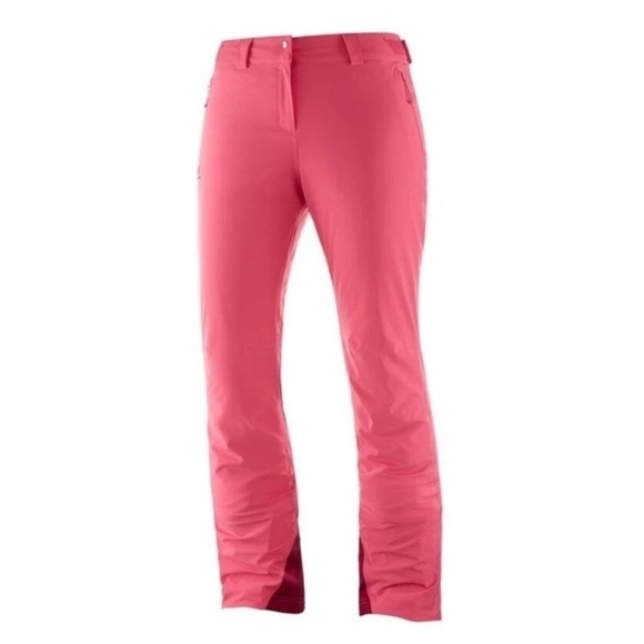 SALOMON WOMENS ICEMANIA SHELL TROUSERS (CALYPSO CORAL) snowpants skiing M - Picture 1 of 12